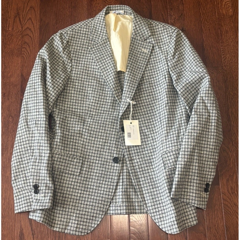 Gant Rugger Jacket Blazer Size 38 (48) 3 Roll 2 Button Gray Check NWT